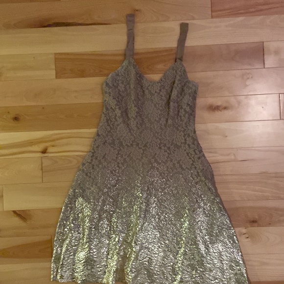 Free People Gold Metallic Lace Moonlight Ombré Dress - Picture 6 of 14